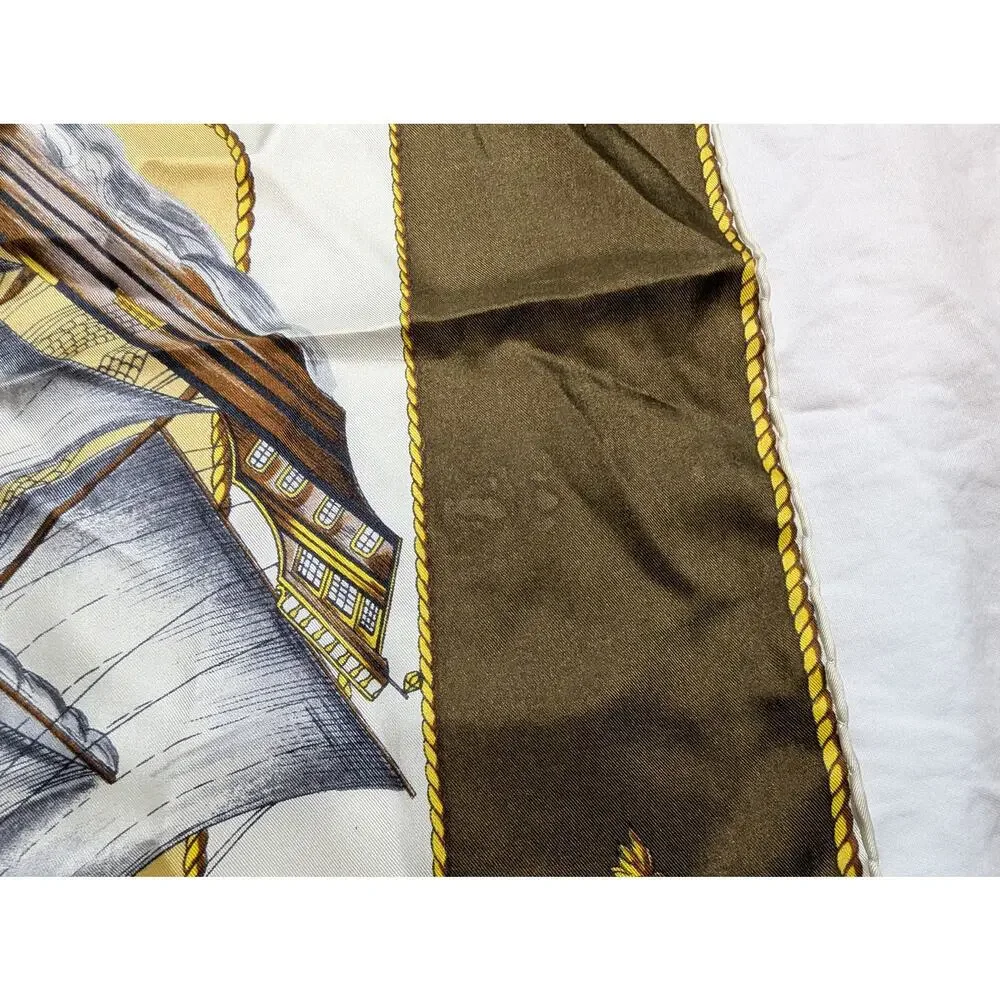 Gianantonio Silk Scarf Vintage Made in Italy Boats Ship Nautical Lantern Compass